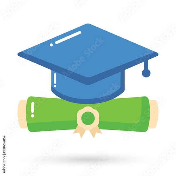 Obraz Certificate roll with toga icon. Achievement, award, grant, diploma concepts for web, logo, mobile app, UI, UX.