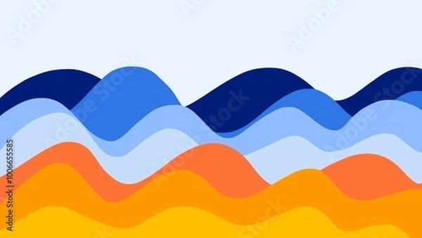 Fototapeta Blue and orange wave gradient abstract background