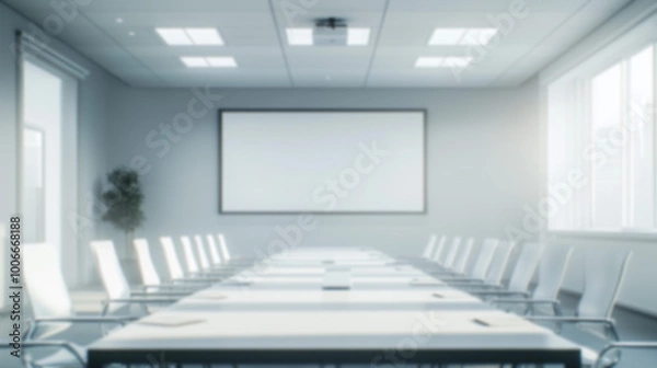 Obraz 白く明るい会議室のボカシ背景素材