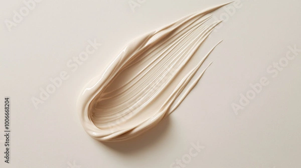 Fototapeta a luxurious swatch of light beige concealer on a flawless white canvas