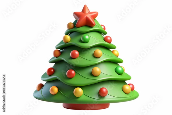 Fototapeta Seamless Background of Cartoon Style Christmas Tree Concept: Eco-Friendly, Bright Colors & Zero Waste Elements - Perfect for Holiday Graphics