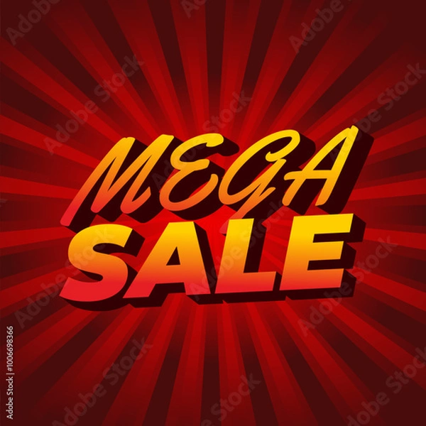 Fototapeta Mega sale. Text effect in 3D look with modern colors. Square shape
