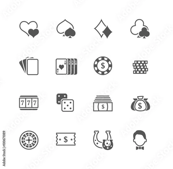 Fototapeta Flat vector casino icons set. Fully scalable