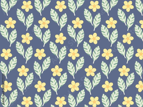 Obraz Art & Illustration repetitive flower and leaf pattern.