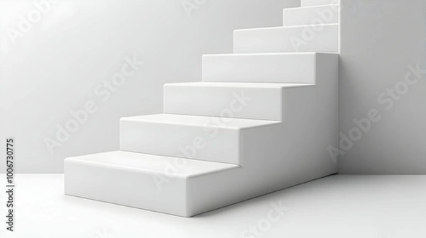 Fototapeta 3D Plain White Background with Glossy Ascending Arrow Graphics for Business Growth and Progress � Ample Copy Space for Advertising