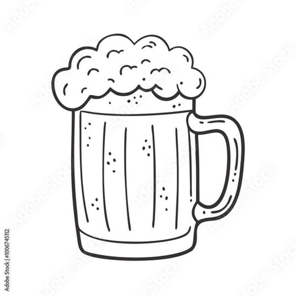 Fototapeta Illustration of a frothy beer mug with bubbles for bar and beverage concepts