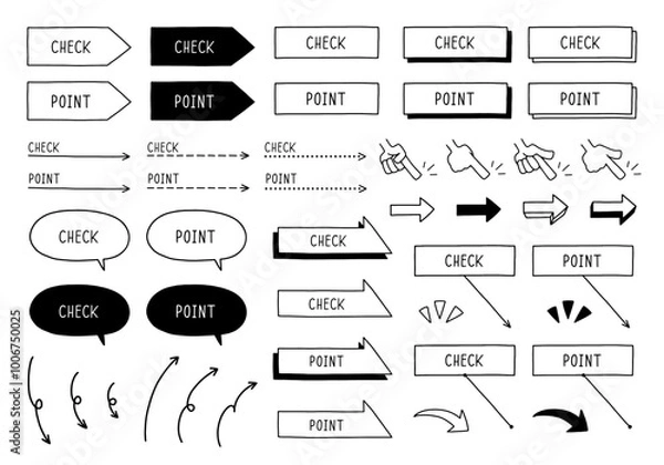 Obraz 手書きのチェック＆ポイントマークのセット