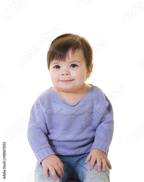 Fototapeta A portrait of a toddler isolated on white
