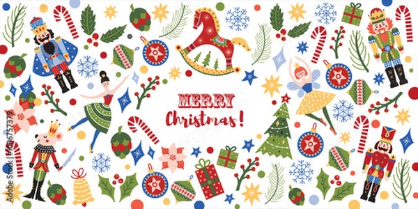 Obraz Nutcracker. Cute Christmas vector banner. 