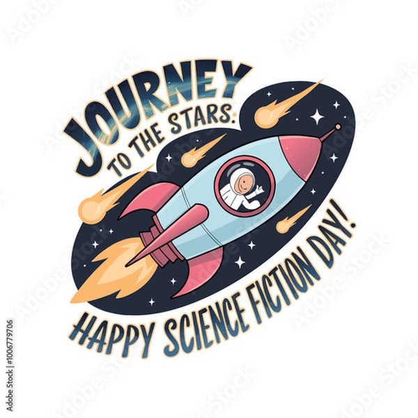 Fototapeta Science Fiction Day Typography Vector Illustration