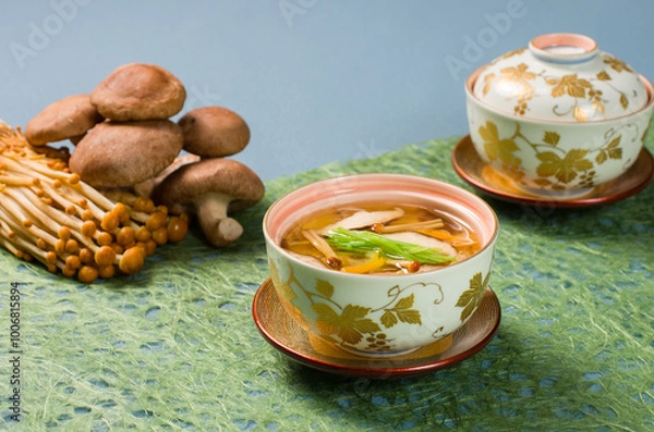 Fototapeta きのこの餡かけ茶碗蒸し