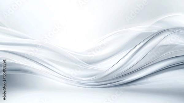Fototapeta Abstract white waves and curves create a serene and elegant background. Perfect for modern designs needing a simple yet sophisticated touch.