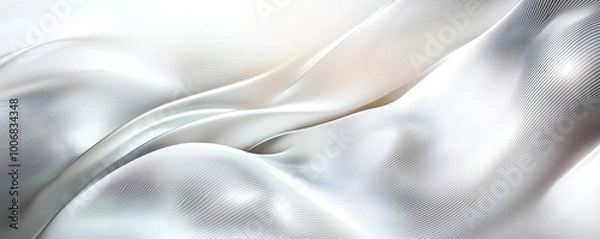 Fototapeta Elegant close-up of smooth, flowing white satin fabric creating graceful curves and folds, evoking a sense of luxury and softness.