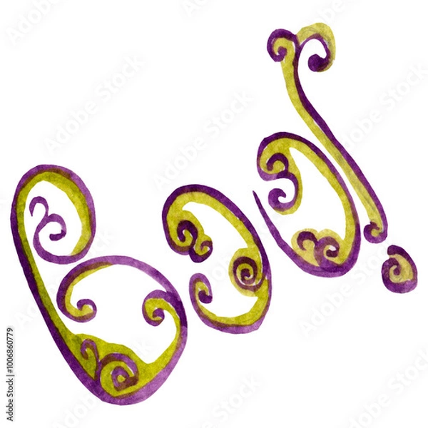 Fototapeta Watercolor text illustration, hand lettering isolated on white background. For various Halloween products, cards, posters etc.