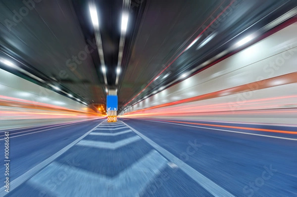 Fototapeta Abstract car in the tunnel trajectory