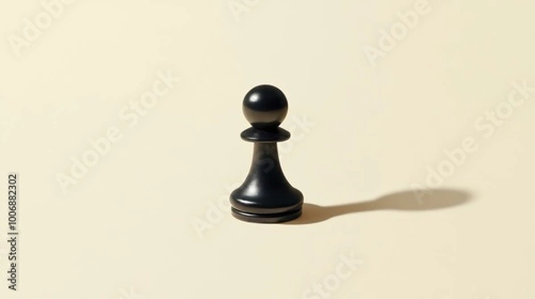 Obraz Strategic Beginnings Depicted by Black Chess Pawn on Cream-Colored Studio Background