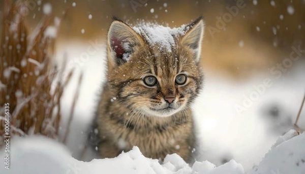 Fototapeta animals playing in the snow