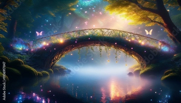 Fototapeta Magical bridge in a forest