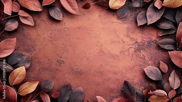 Fototapeta autumn leaves frame design with copy space and color background