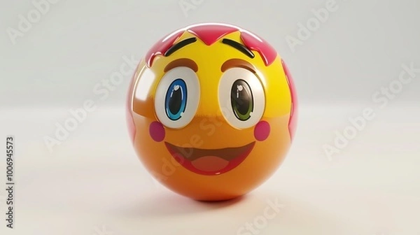 Fototapeta Love-struck multicolor emoji ball, vivid expressions, white background