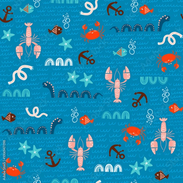 Fototapeta Ocean creatures pattern