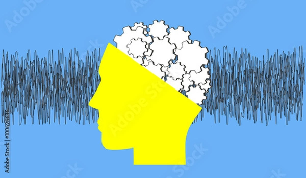 Obraz Vector idea depicting the processing in the human brain through gears