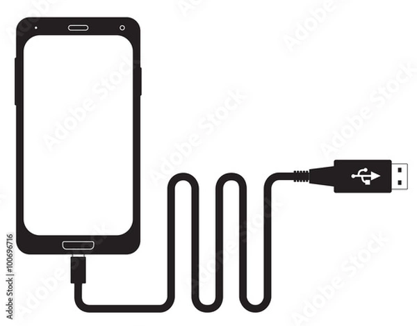 Fototapeta USB cable & smartphone