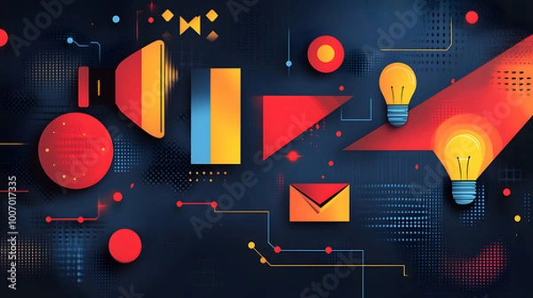 Fototapeta Flat-Design Marketing Solutions Header