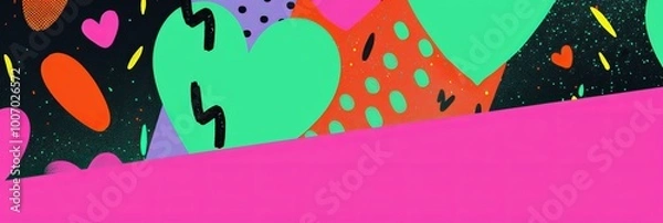 Fototapeta Colorful heart pattern with bold geometric shapes and abstract designs