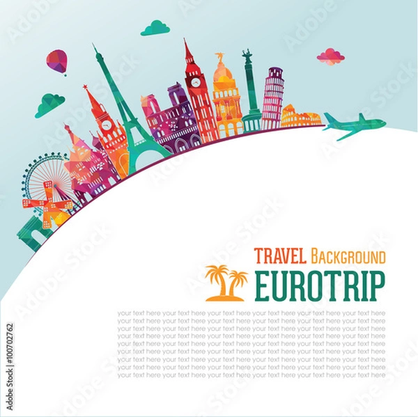 Obraz Travel and tourism background. Vector illustration
