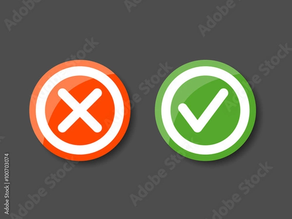 Fototapeta Tick and cross icons