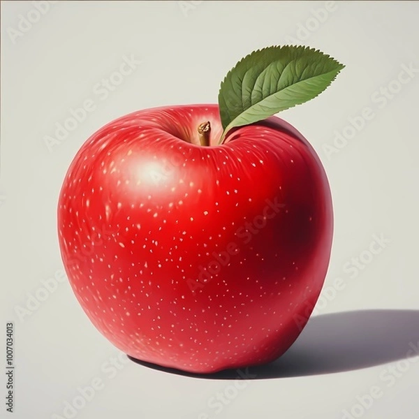 Obraz Hand Drawn Clipart of Juicy Apple with Leaf