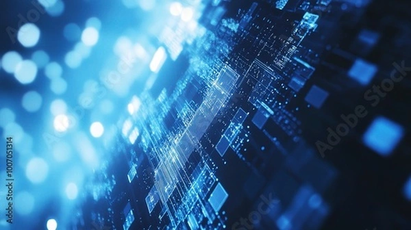 Obraz Abstract Digital Background with Blue Light Effects