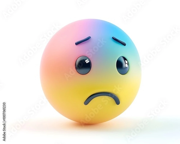 Fototapeta Tired multicolor emoji ball, soft shades, isolated on white