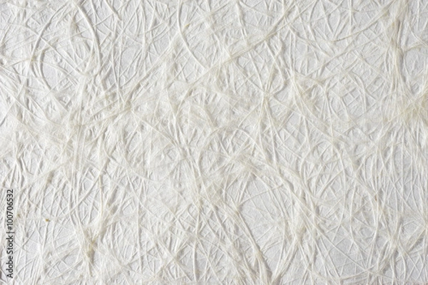 Fototapeta White paper sheet texture background, like self made. Embossed yarns, twine, lace pattern. Strong light, shadows.