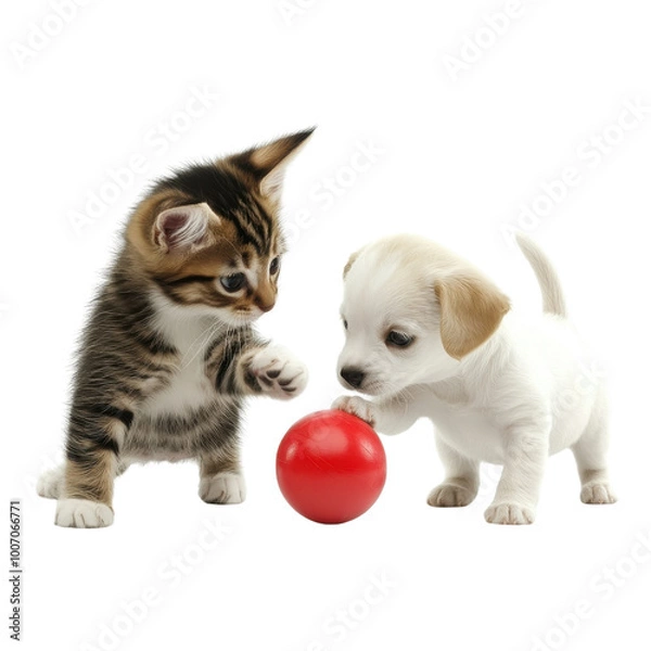 Obraz Kitten and Puppy Playtime Fun transparent background