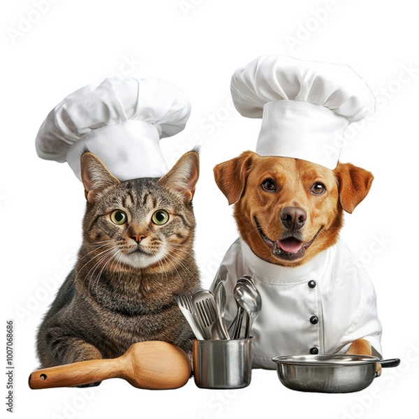 Obraz Chefs in Hats: Paws and Claws transparent background