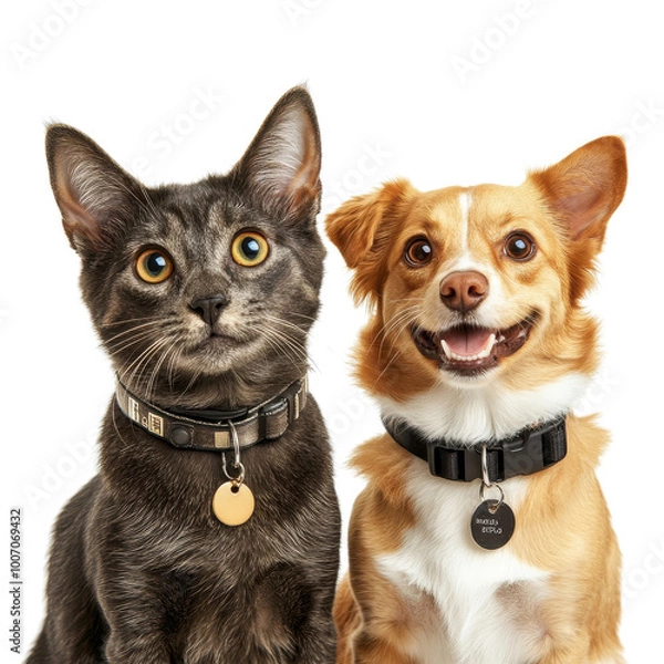 Obraz Adorable Duo: Cat and Dog Smiles transparent background