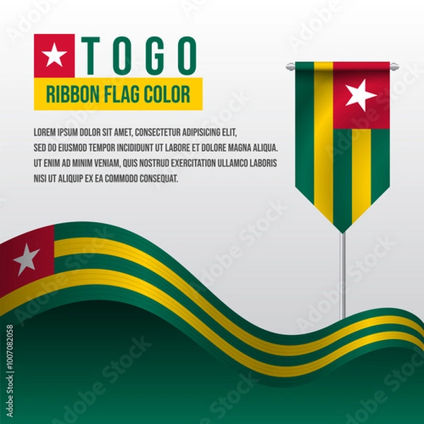 Fototapeta Togo ribbon flag with Pennant flag and decoration