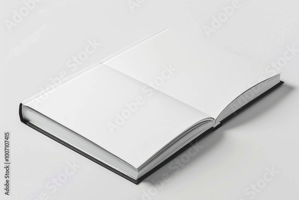 Fototapeta A book lies open on a flat surface, awaiting reader's attention