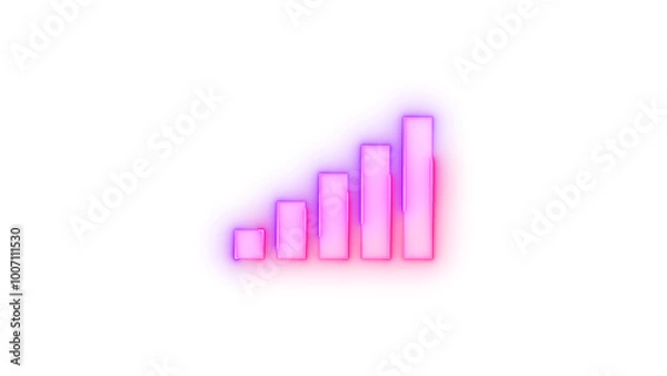 Fototapeta Neon icon signal bars 5 symbol pink purple color transparent background