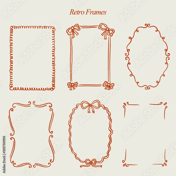 Fototapeta Retro Hand Drawn Vector Frames for cards, wedding invitations, poster.
