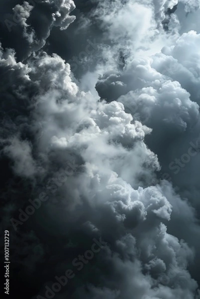 Fototapeta A commercial airliner soaring through a cloudy atmosphere