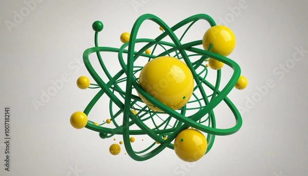 Obraz Abstract atomic particles in movement | Colorful Science and Technology modeling, art | Artificial intelligence and Biology mix