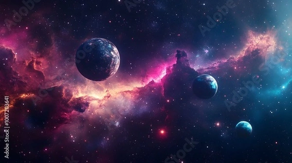 Fototapeta Cosmic Wonders: A Journey Through Planets, Stars, and the Universe