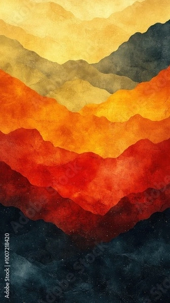 Fototapeta Abstract mountain landscape background with a color gradient fading from yellow to dark blue