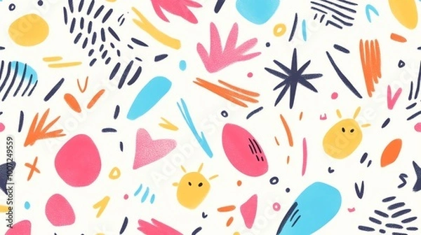 Obraz A vibrant and playful abstract pattern featuring bold shapes and colors. The design is perfect for adding a touch of energy and fun to any project.