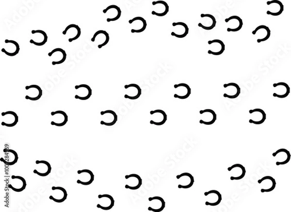 Fototapeta vector horse shoe footprint trace. footprints of shod horse hooves isolated on white background
