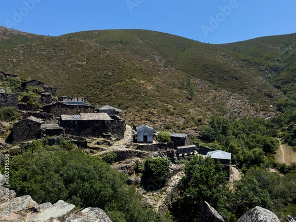 Fototapeta View of the old Village of Drave, near Arouca, Portugal, located at the Arouca Geopark