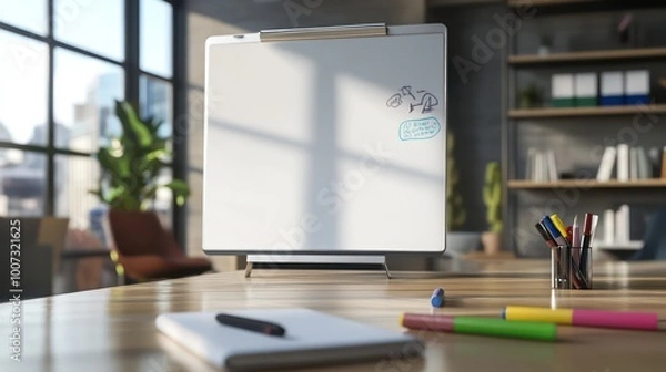 Obraz Creative Workspace Whiteboard and Supplies